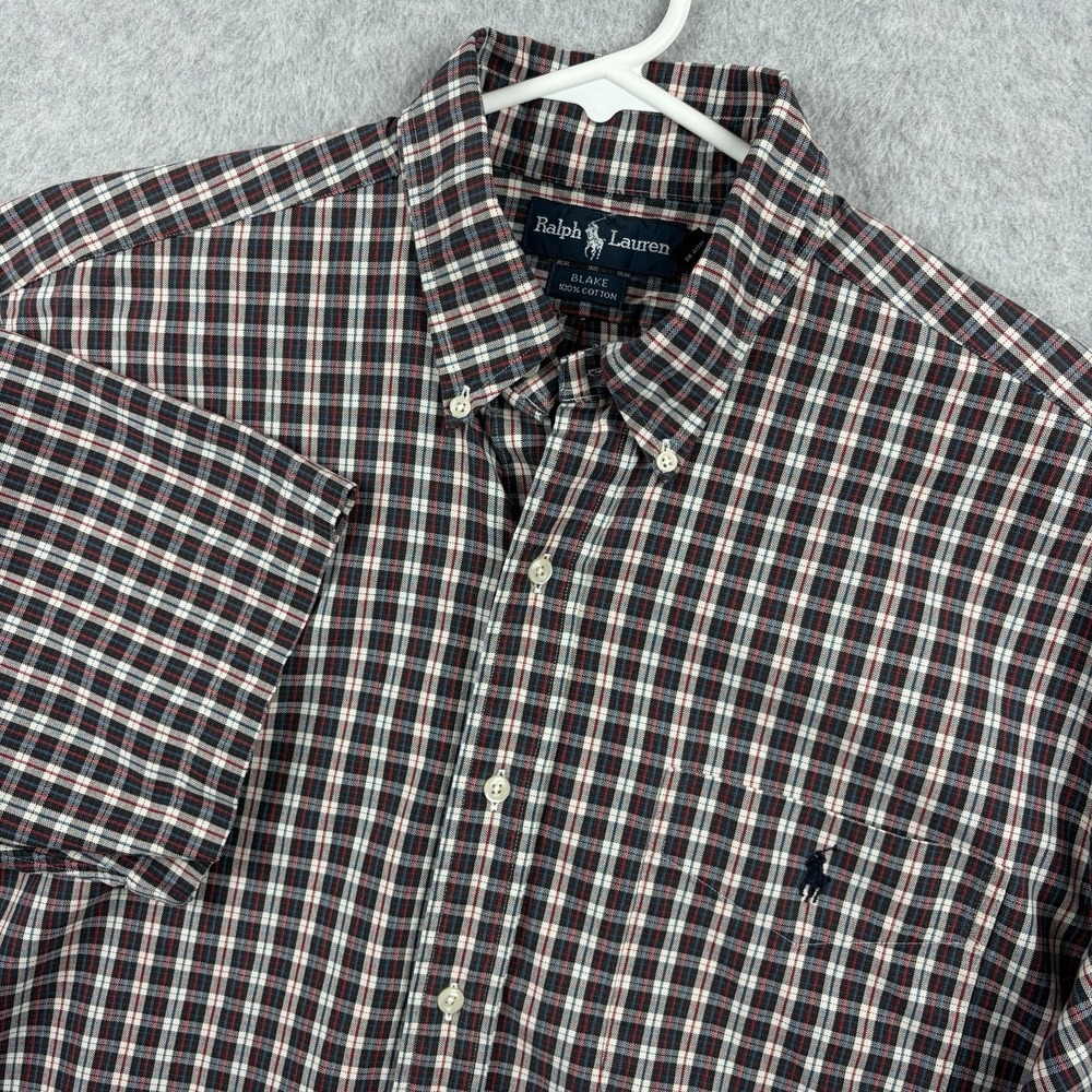 Ralph Lauren Blake Shirt Mens Large Plaid OCBD Oxford Button Down Preppy 90s